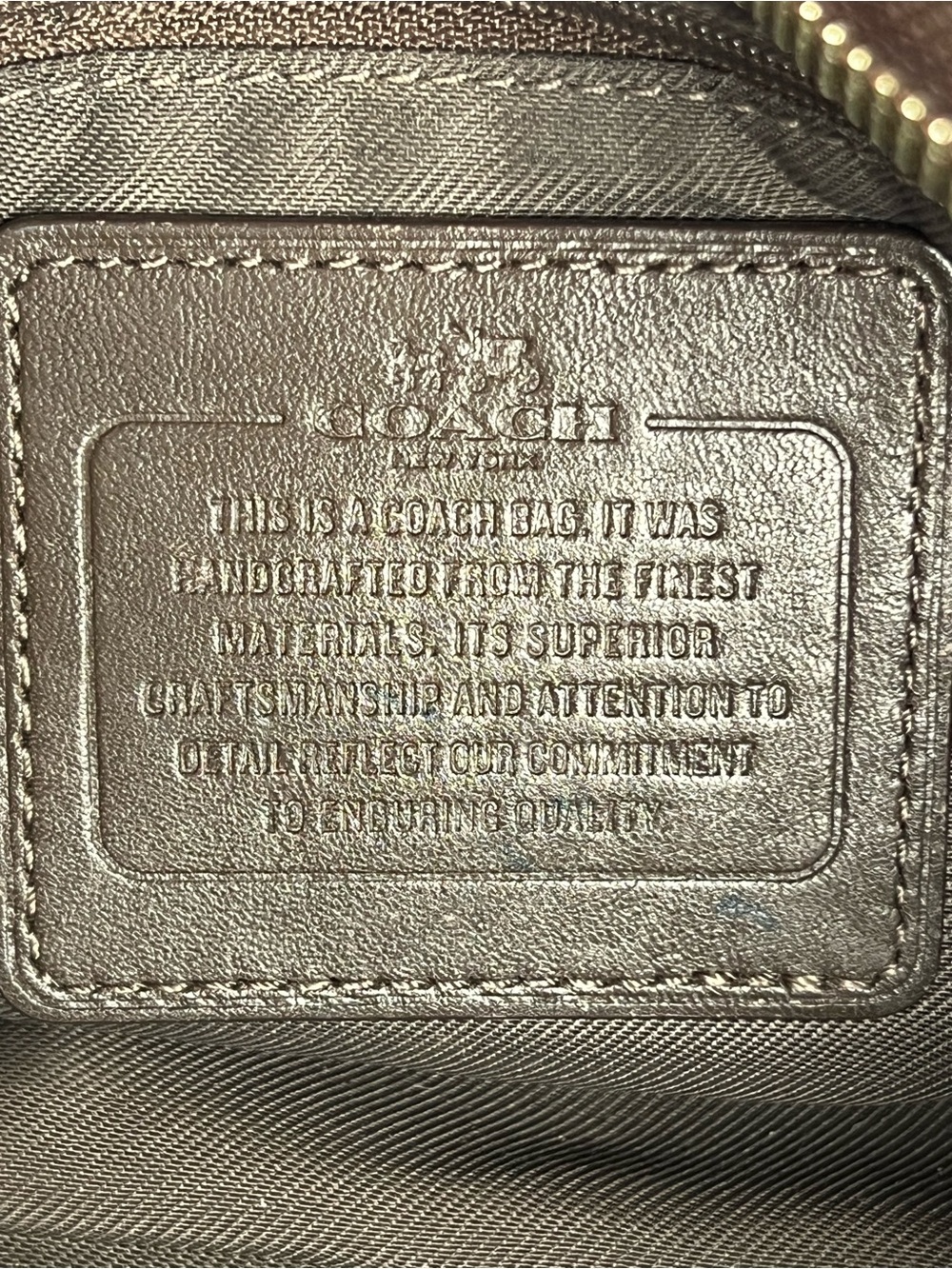 Coach Dark Taupe Small Leather Tote Satchel Bag Silver Hardware - Picture 10 of 14